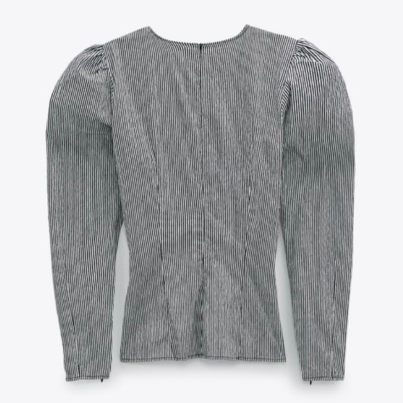 NWT Zara Striped Poplin Blouse Top - Picture 2 of 8